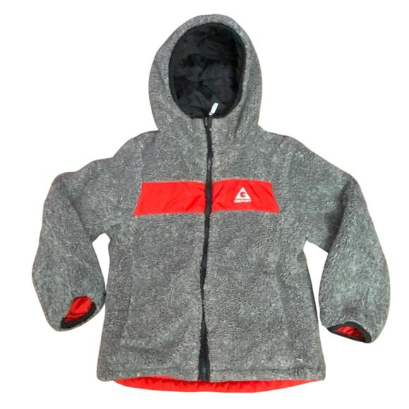 Gerry Reversible Camo Jacket Unisex Youth Boys 6 Gray Black Red Full Zip w Hood - Picture 1 of 12